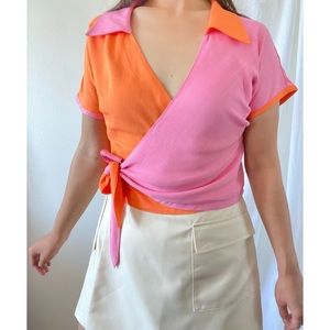 NWT LOVEFOOL 2X Bowler Top in Juicy Fruit (Pink & Orange)